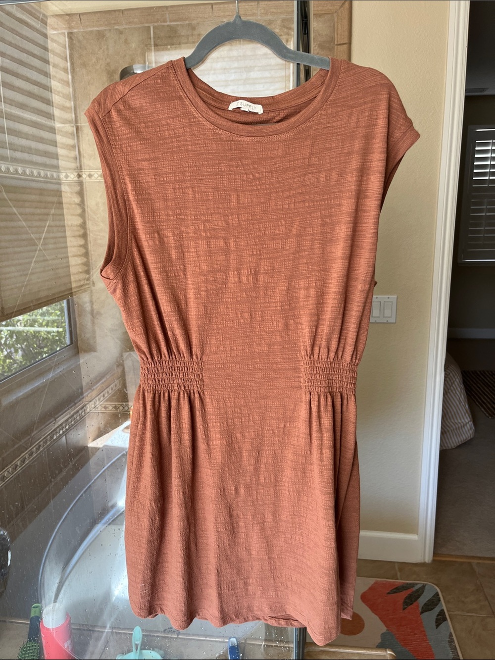 Z Supply Rust Mini Dress with Smocked Waist